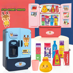 Kids Pretend Play Refrigerator Cabinet Toy Double Door Educational Fridge