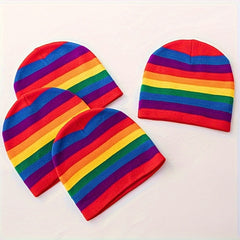 Rainbow Striped Knitted Hat and Beanie for Autumn/Winter