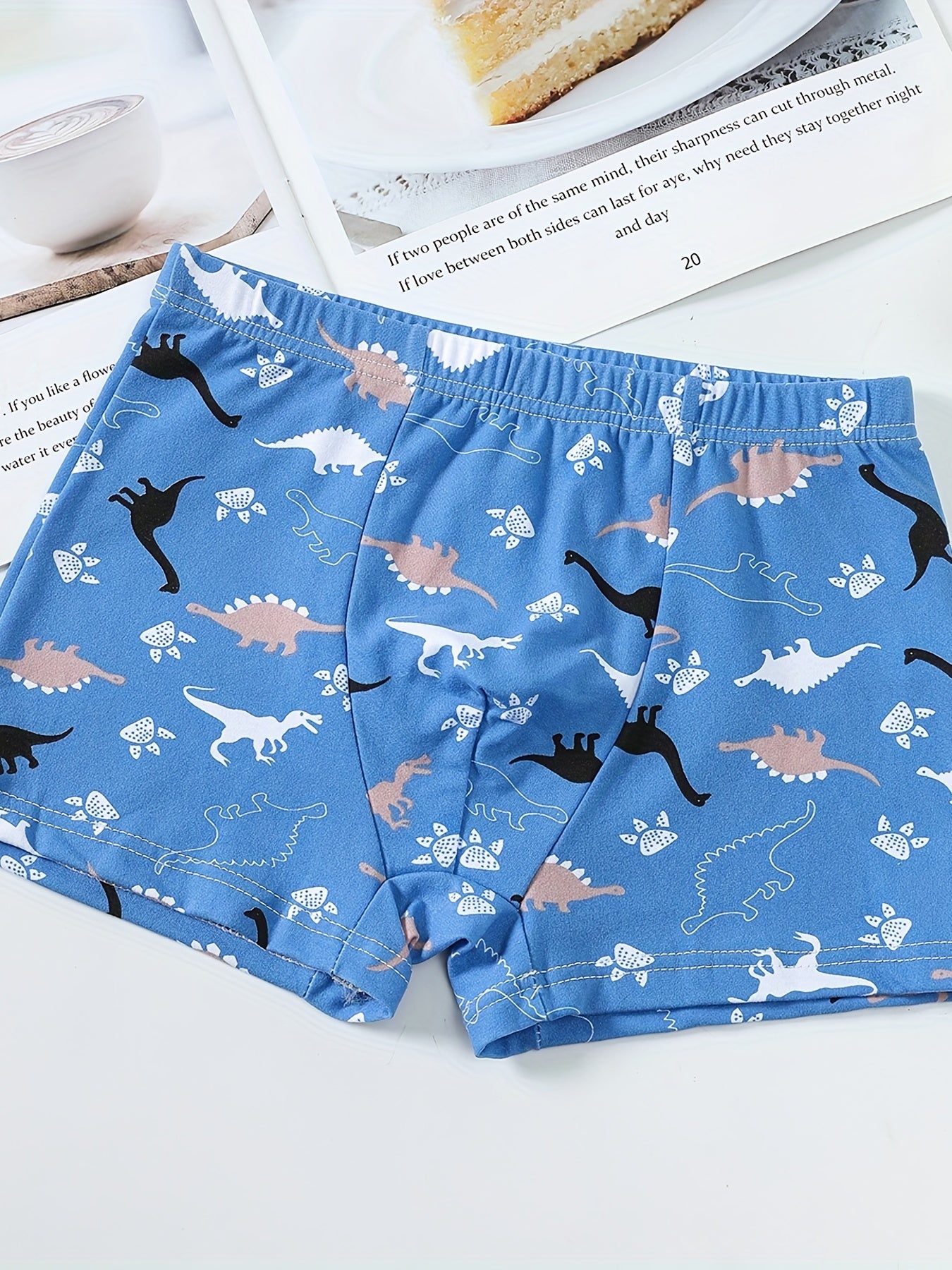 5pcs Boy's Boxer Briefs Dinosaurs Print Multiple Colors Elastic Waist Shorts