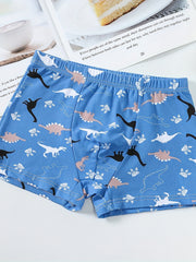 5pcs Boy's Boxer Briefs Dinosaurs Print Multiple Colors Elastic Waist Shorts
