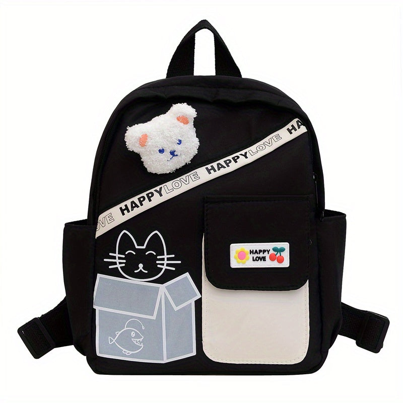 Plush Cat Cartoon Backpack Lightweight Travel Nylon Schoolbag