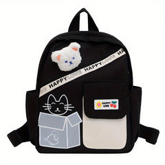 Plush Cat Cartoon Backpack Lightweight Travel Nylon Schoolbag