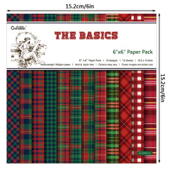 12pcs Plaid Pattern Scrapbook Paper 6 6in DIY Material For Crafting
