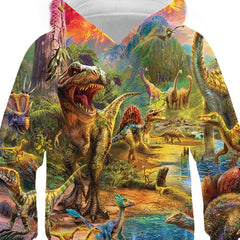 Teens Dinosaur Print Hooded Sweatshirt 3D Harajuku Long Sleeve Top