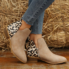 Chunky Heeled Ankle Boots V Cut Zipper Chelsea Boots Women's