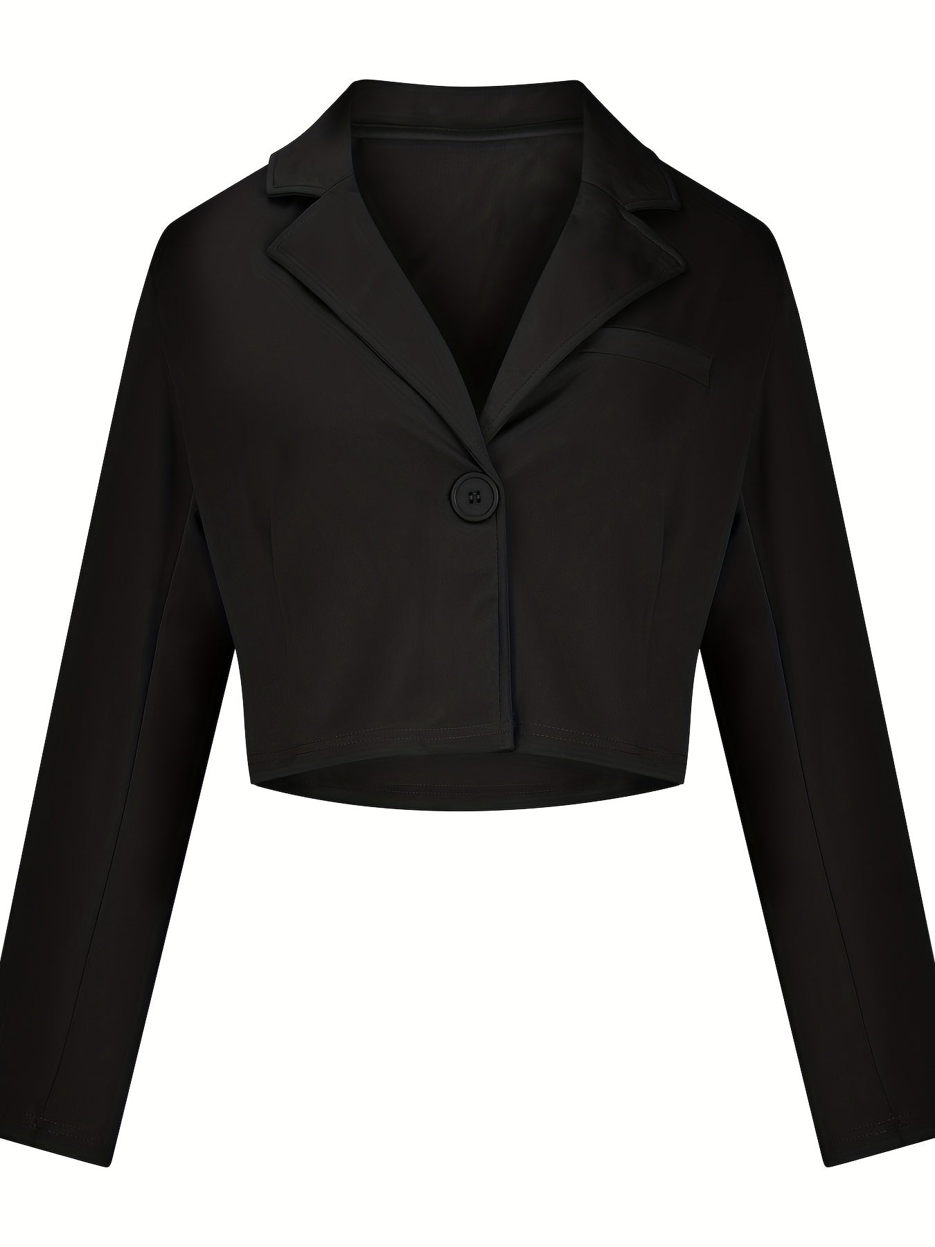 Single Button Lapel Neck Crop Blazer Casual Long Sleeve Blazer