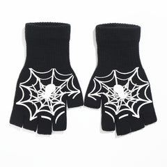 Halloween Spider Gloves Men Women Luminous Touch Screen Fingerless Winter Warm