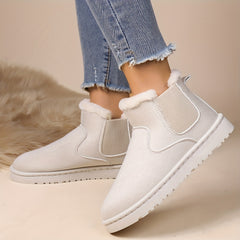 Women's Slip On Snow Boots High Round Toe Non slip Warm Fluffy Winter Shoes