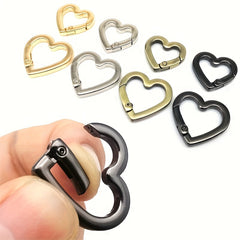 2pcs Heart Shaped Spring Buckle O Ring Openable Handbag Belt Strap