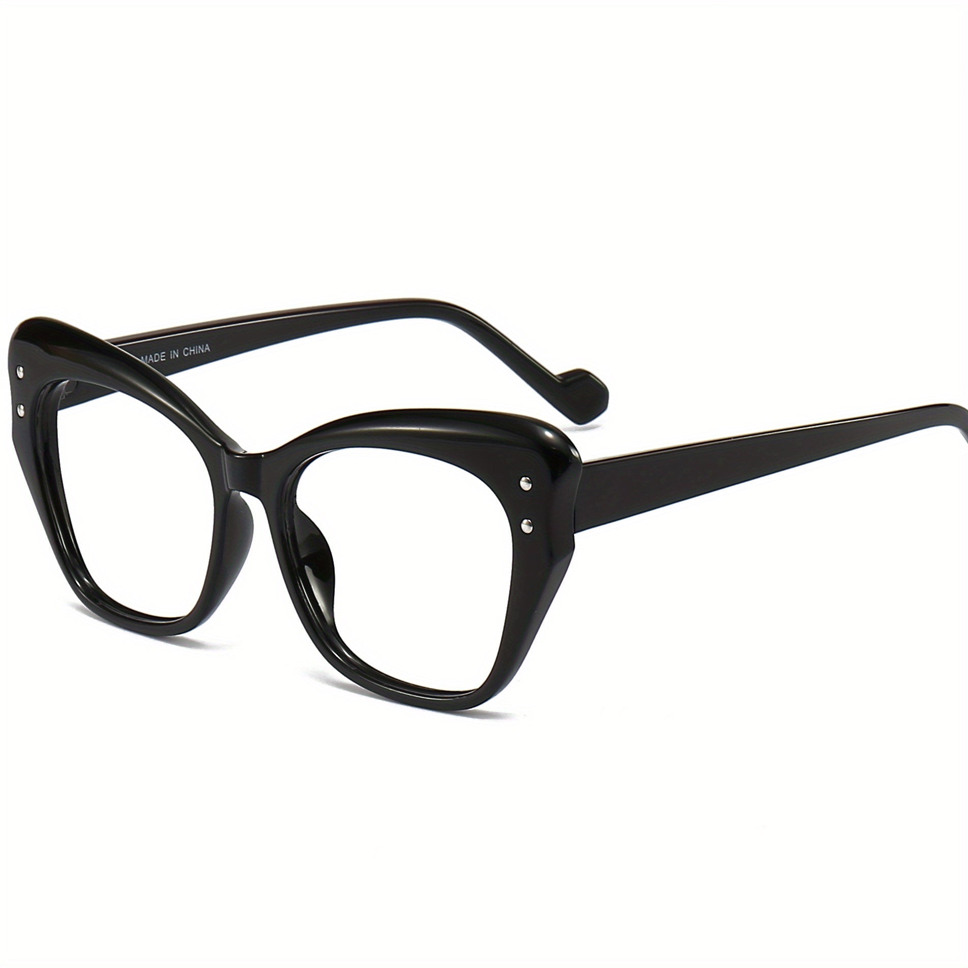 Retro Jelly Rivet Cat Eye Square Clear Lens Computer Glasses