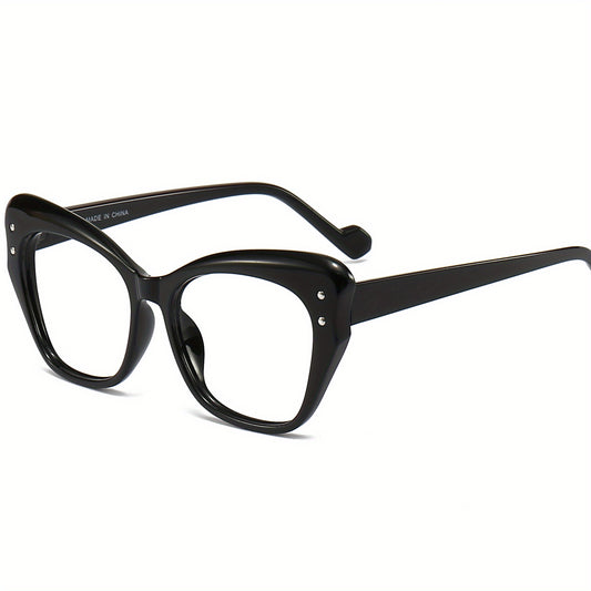 Retro Jelly Rivet Cat Eye Square Clear Lens Computer Glasses