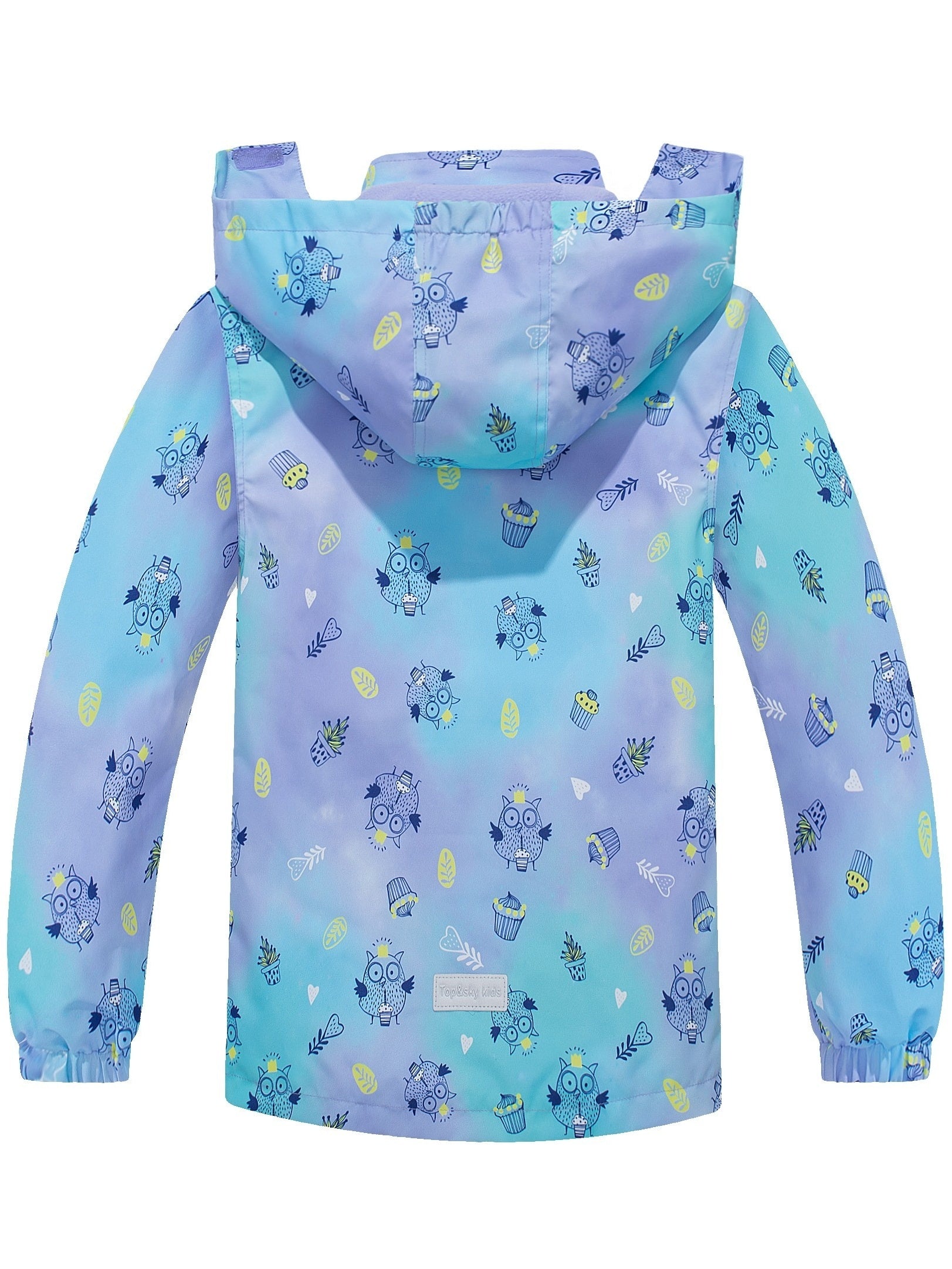 Girls Owl Tie Dye Hooded Jacket Windproof Waterproof Coat