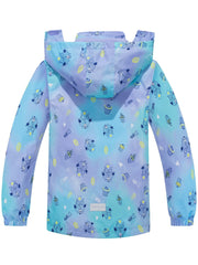 Girls Owl Tie Dye Hooded Jacket Windproof Waterproof Coat
