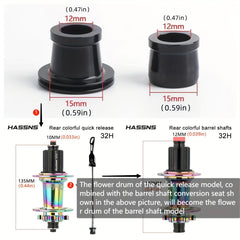 Bicycle Hub Quick Release Thru axle Conversion Seat PR07 PR04 Hub