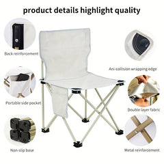 Portable Folding Chair for Outdoor Activities with Carry Bag and Side Pocket