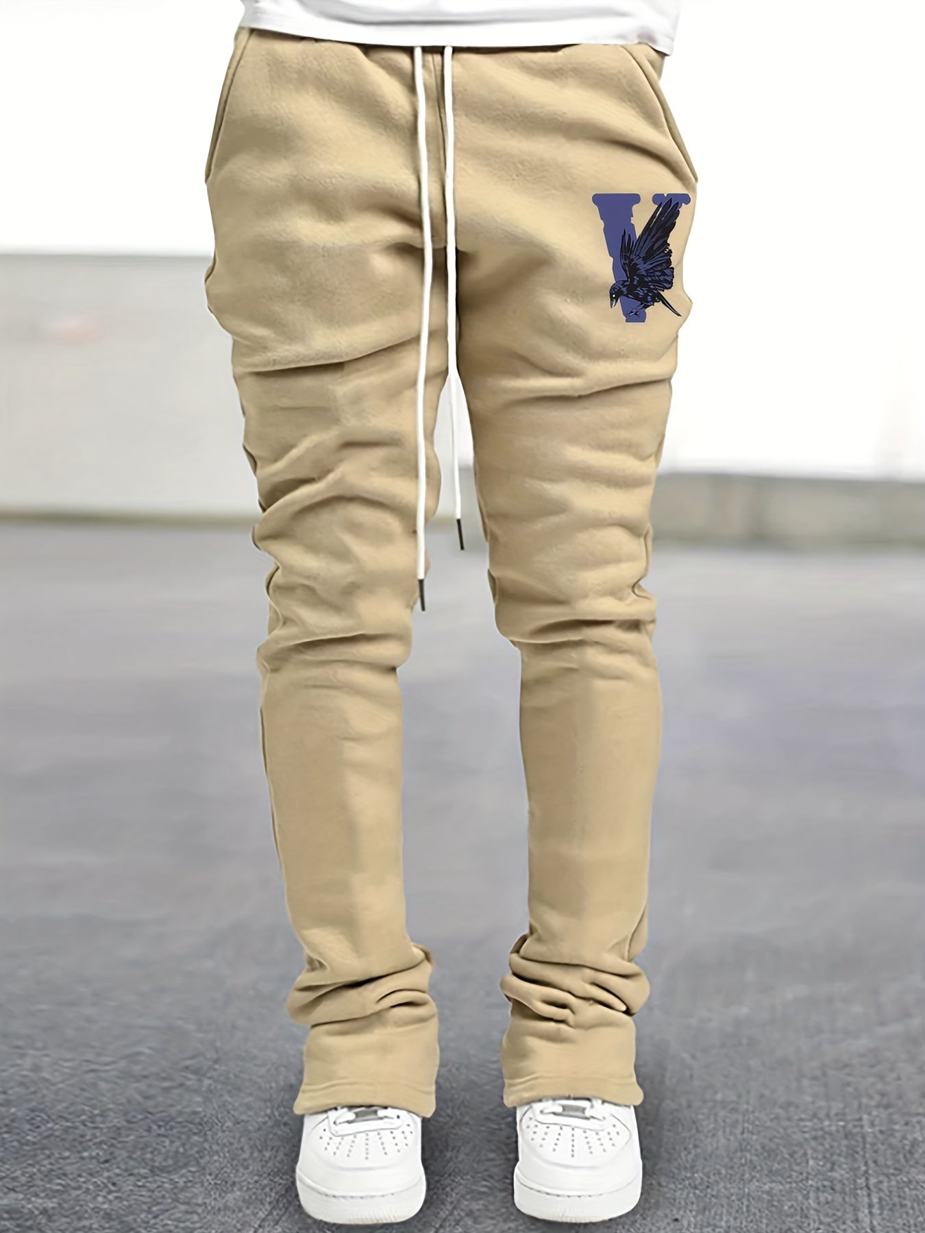 Eagle Pattern Stretch Hip Hop Joggers Men's Casual Flared Trousers