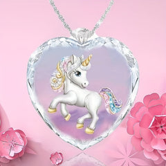 Heart Unicorn Pendant Necklace Casual Jewelry