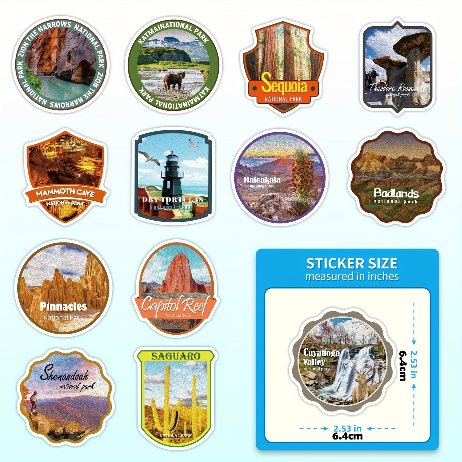 102 National Park Stickers Outdoor Adventure Waterproof Vinyl Travel Stickers