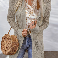 Casual Cardigan Women's Plus Solid Long Sleeve Open Front High Stretch