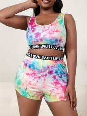 Tie Dye Contrast Tank Bra & Shorts Underwear Set