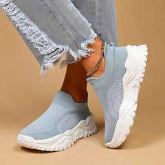 Women's Light Running Shoes Textured Sports Shoes Breathable Slip-on Sneakers