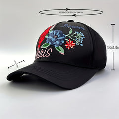 Y2K Flower Embroidery Baseball Cap Ice Silk Sun Hat Adjustable Dad Hats Women