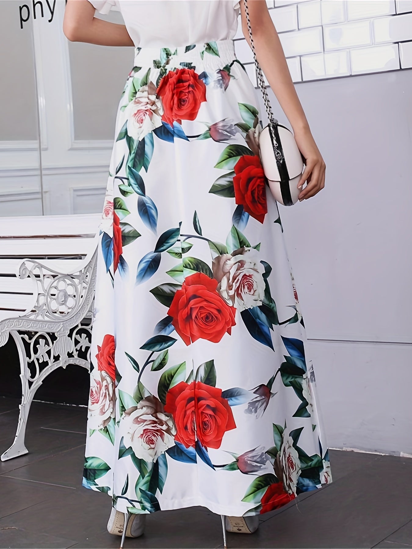 Floral Print A line Ankle Skirt for Spring & Summer