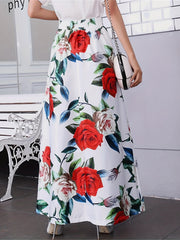 Floral Print A line Ankle Skirt for Spring & Summer