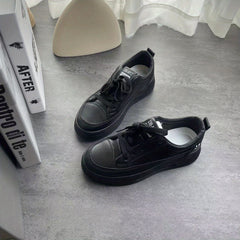 Women's Smile Face Lace Up Skate Shoes Non slip Platform Sneakers