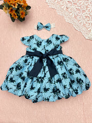 Baby Girl's Floral Print Pleated Dress Flutter Sleeve