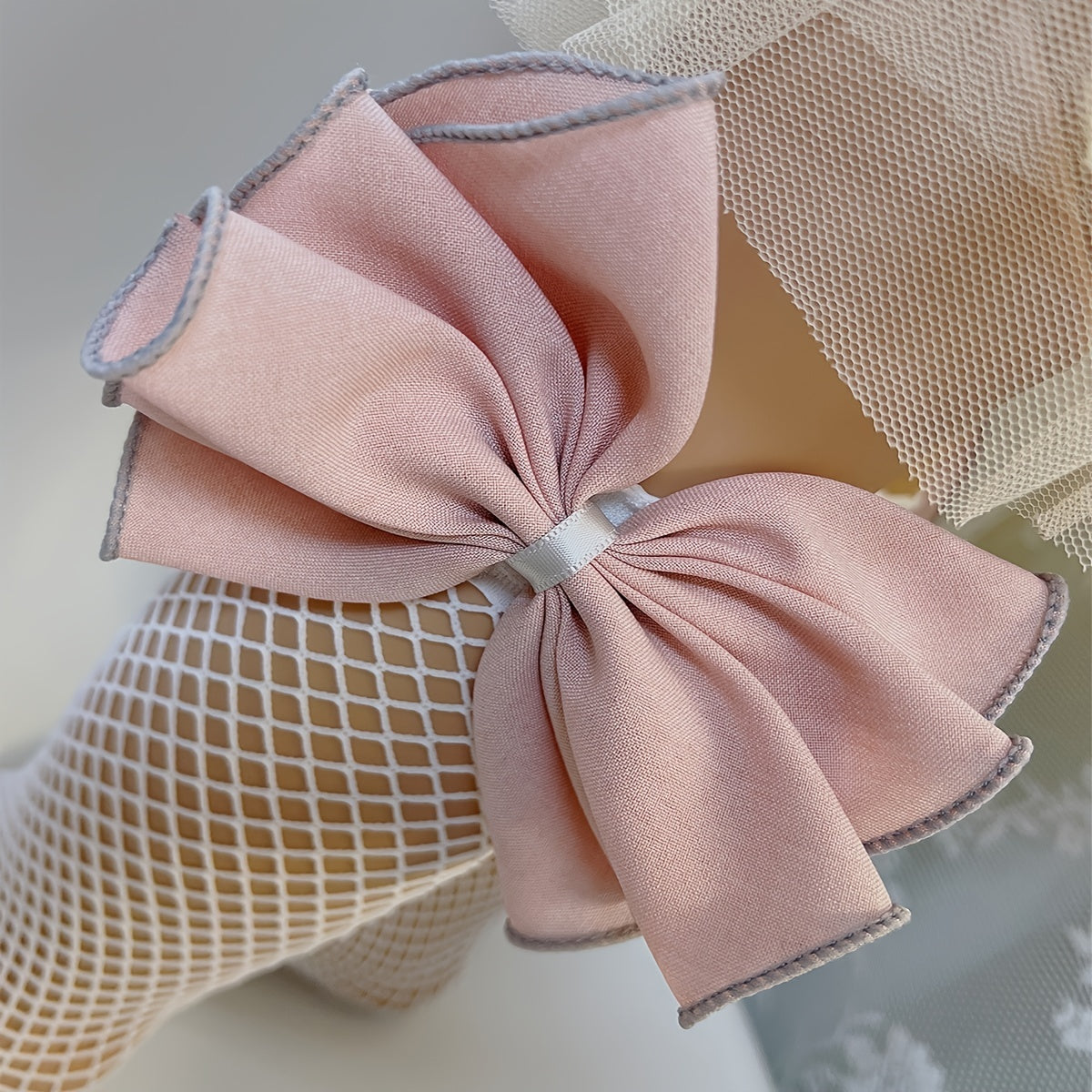 Girls Mesh Fishnet Socks With Bow - Party Performance