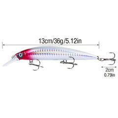6pcs 36g Long Hard Bait Three Treble Hooks Fishing Lure Bionic Minnow Bait