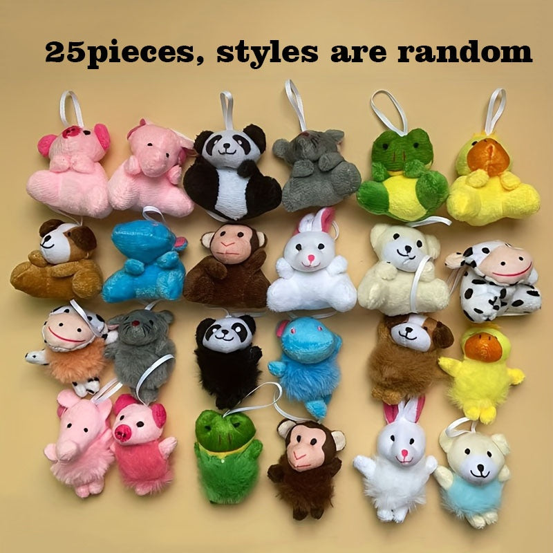 Mini Plush Animals Keychain Set Soft Stuffed Toys for Party Favors