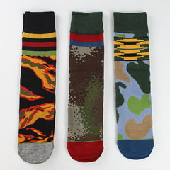 3 Pairs Multicolored Striped Socks Novelty & Funny Pattern Street Socks
