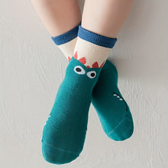 5 Pairs Boys Monster Socks Long Tube Sweat Absorbing Sports Socks