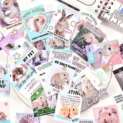 50 Creative Cartoon Cat Rabbit Puppy Bear Pattern Journal Stickers