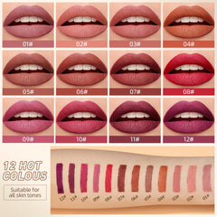 6Pcs Waterproof Lip Liner & Lipstick Set Kit Chestnut Nude Dark Brown Matte Red