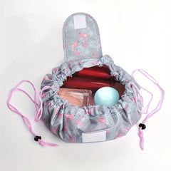 Drawstring Makeup Bag Flamingo Waterproof Travel Cosmetic Pouch