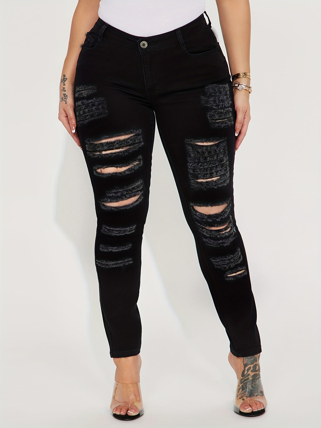 Women's Ripped Skinny Y2K Jeans
