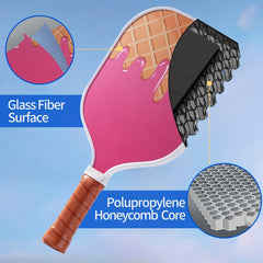 Shollar Fiberglass Honeycomb Pickleball Set with 2 Rackets, 4 Balls & Bag