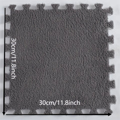 12pcs Plush Puzzle Foam Floor Mat Square Carpet Interlocking Anti Slip Seat Pads
