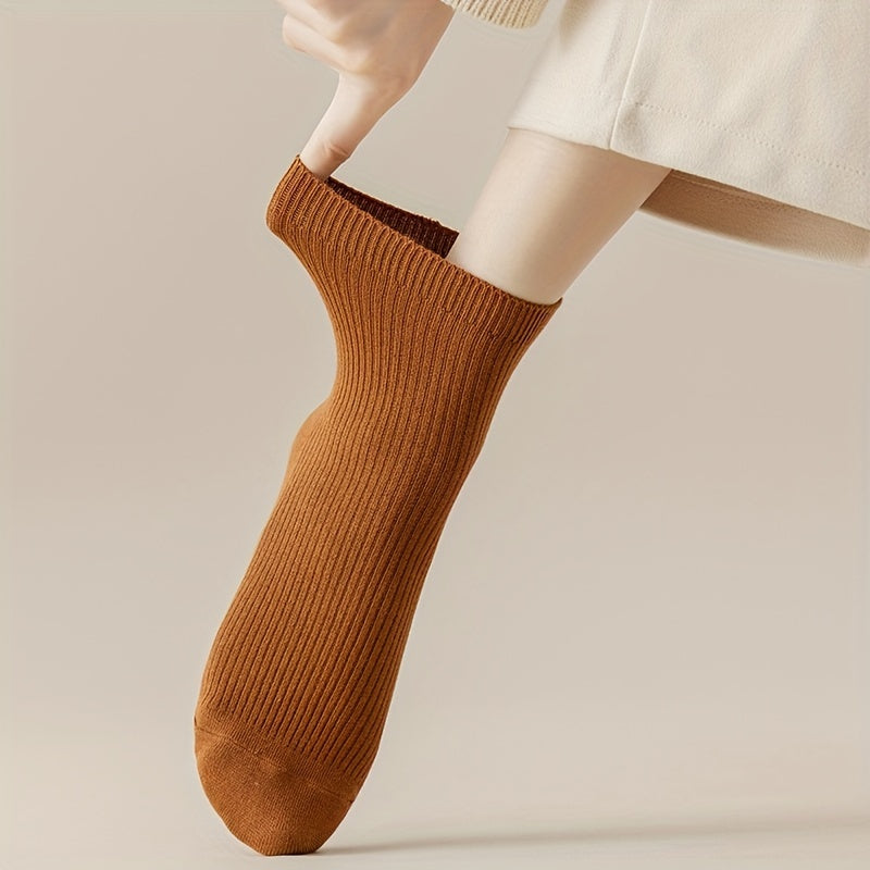 7 Pairs Ribbed Socks Breathable Women's Stockings