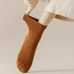 7 Pairs Ribbed Socks Breathable Women's Stockings