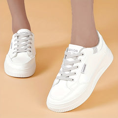 Women's Lace Up Solid Sneakers Round Toe Non slip Casual Outdoor Shoes