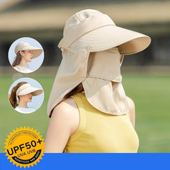 UV Protection Bucket Hat with Detachable Neck Flap Mask