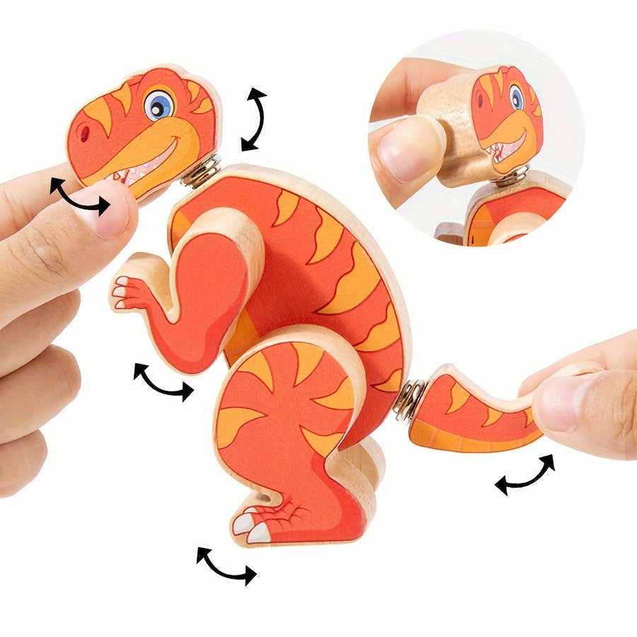 Wooden Dinosaur Building Blocks Toy for Ages 6-12