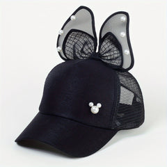 Lace Bowknot Ears Trucker Hat Cotton Baseball Cap Mesh Lightweight Dad Hats