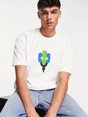 Men's Cartoon Pattern T-shirt Casual Stretch Tee