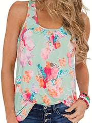 Floral Print Scoop Neck Tank Top