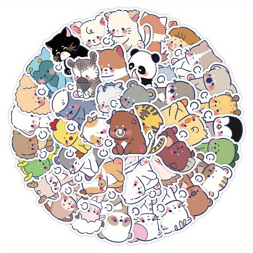 60pcs Animals PVC Sticker Packs for Kids Laptop Luggage Bike Notebook Decoration